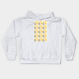 Atomic Age Mid-Century Pattern in Yellow and Grey Kids Hoodie